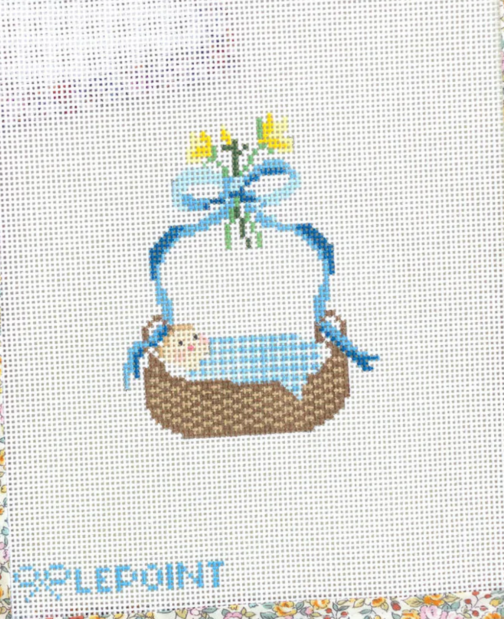le point studio Baby Bassinet Blue needlepoint canvas