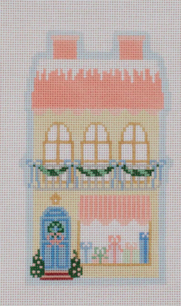 le point studio Christmas Village Yellow Shop needlepoint canvas