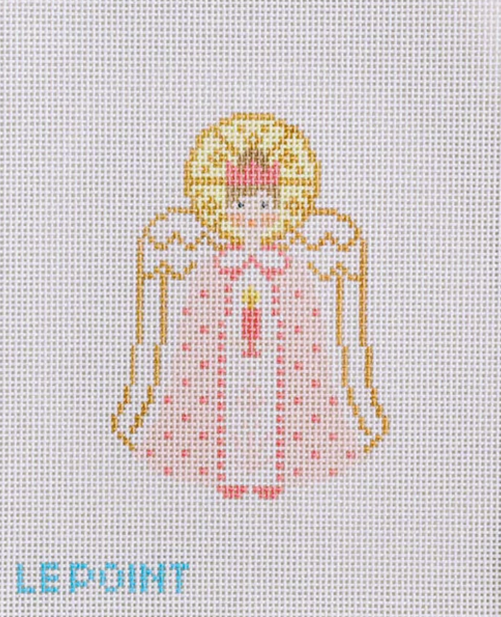 le point studio Pink Angel needlepoint angel