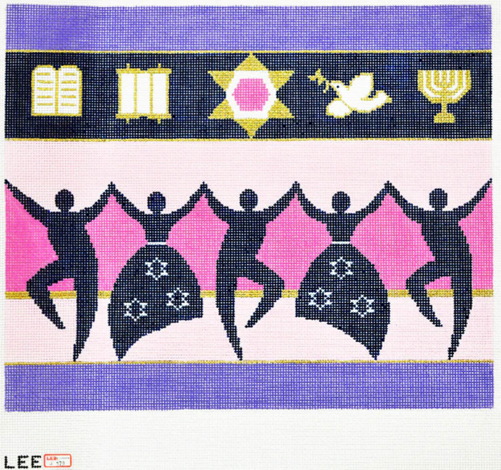 lee Pink and Purple Dancers Tallis Bag needlepoint canvas