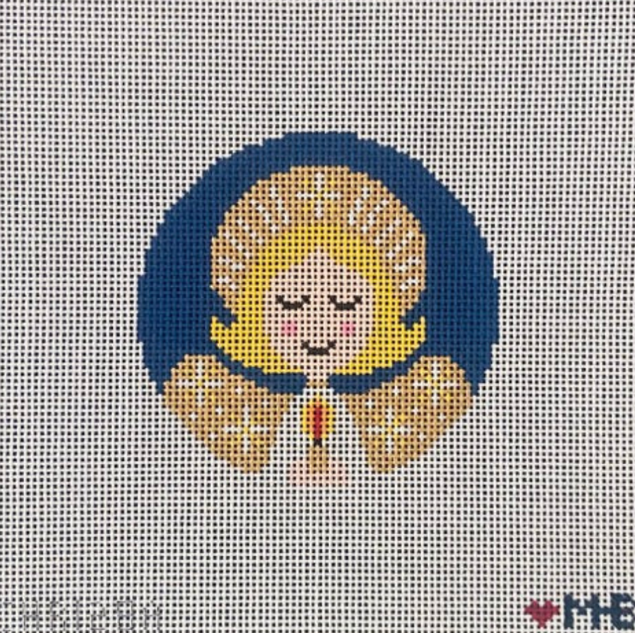 love mhb Angel Round Blonde ornament round needlepoint canvas