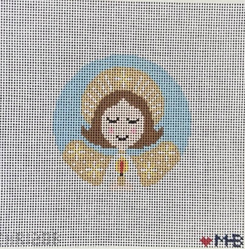 love mhb Angel Round Brunette ornament needlepoint canvas