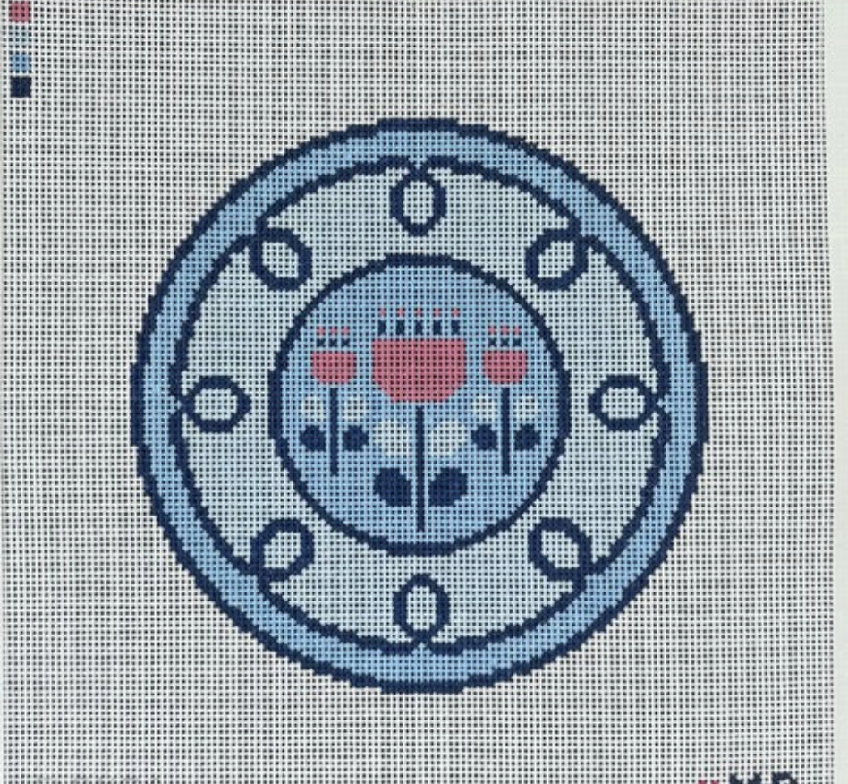 love mhb Curlicue Floral Plate needlepoint canvas