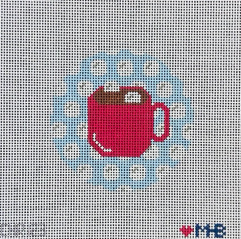 love mhb Hot Cocoa Round needlepoint canvas