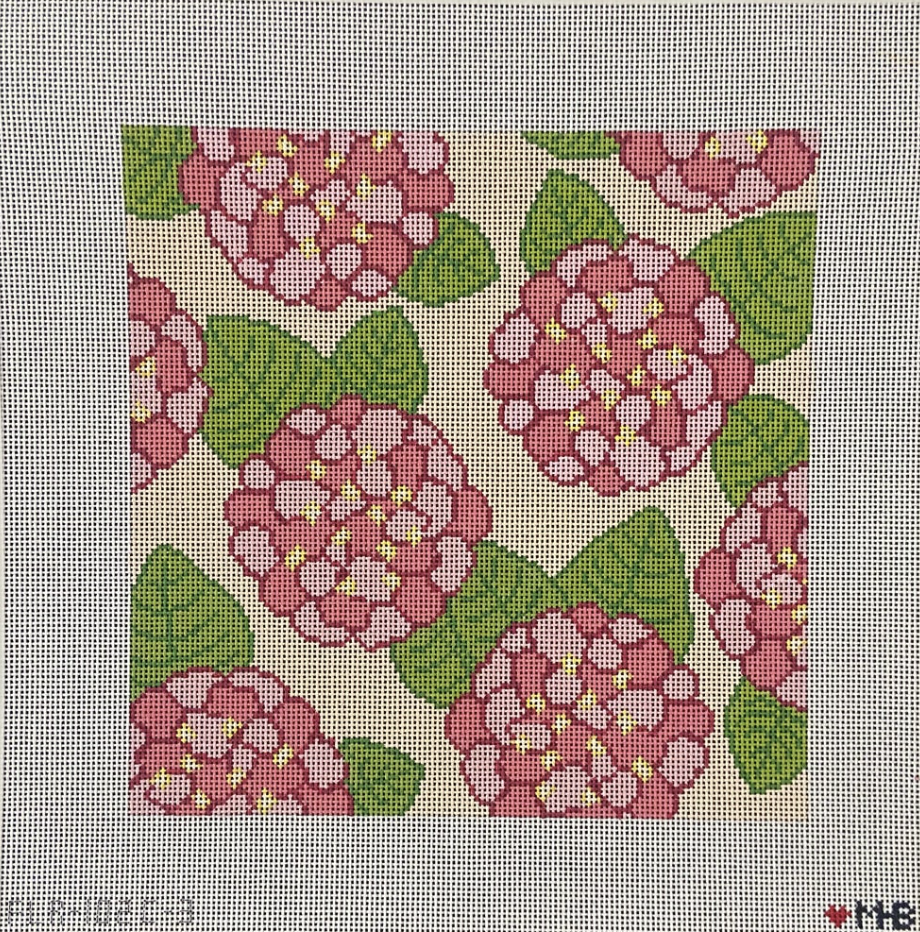 love mhb Hydrangeas Pink 10x10 needlepoint canvas
