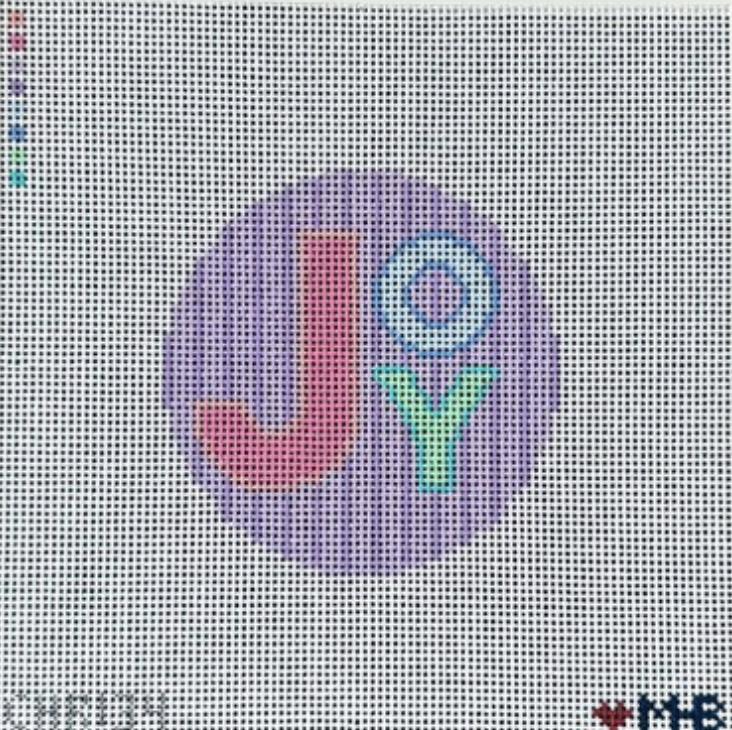 love mhb JOY Stripes Round ornament needlepoint canvas