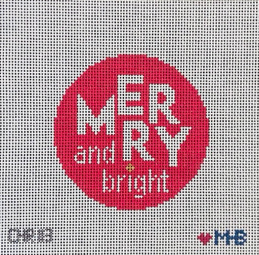 love mhb Merry and bright Round needlepoint canvas