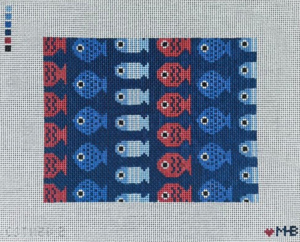love mhb studio Just Keep Swimming navy needlepoint canvas