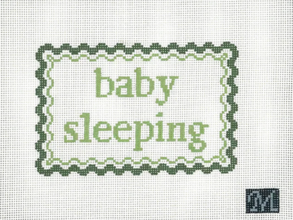 maura nolan Baby Sleeping Green needlepoint canvas