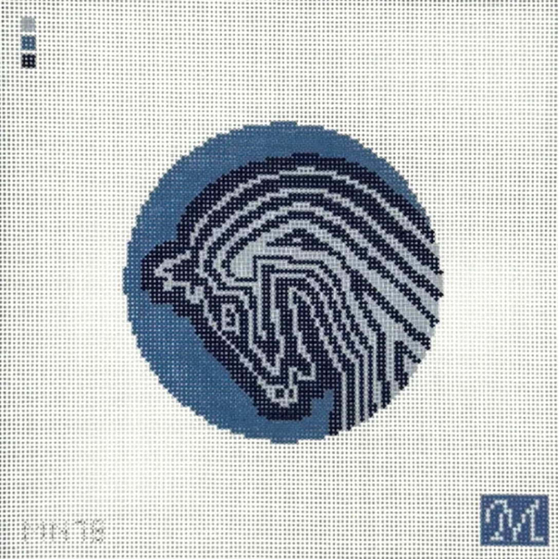 maura nolan Faubourg Horse Round in Blue needlepoint canvas