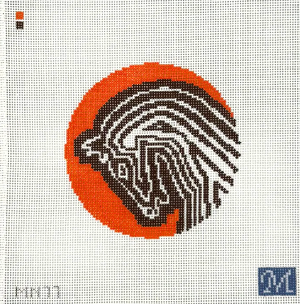 maura nolan Faubourg Horse Round in Orange needlepoint canvas