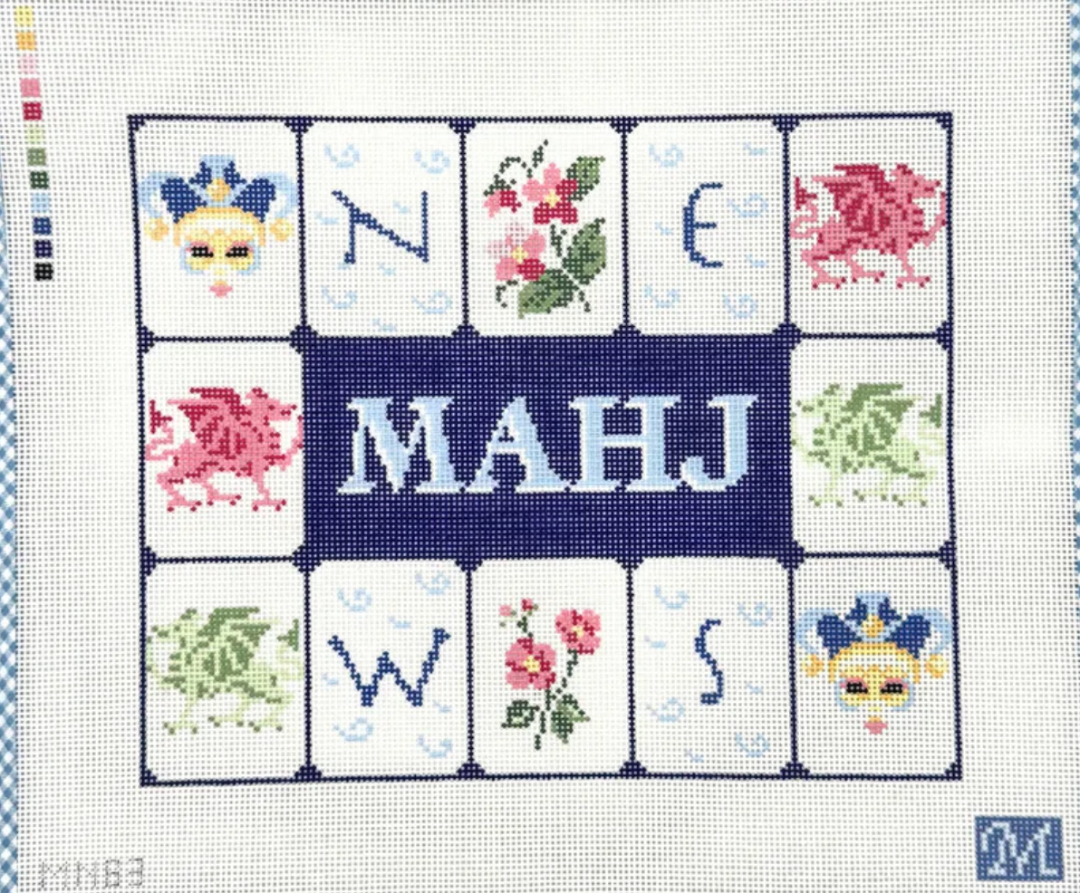 maura nolan Mahj Tile Pouch needlepoint canvas