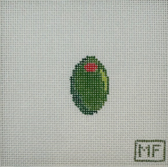 meg francez Olive Mini bag charm needlepoint canvas
