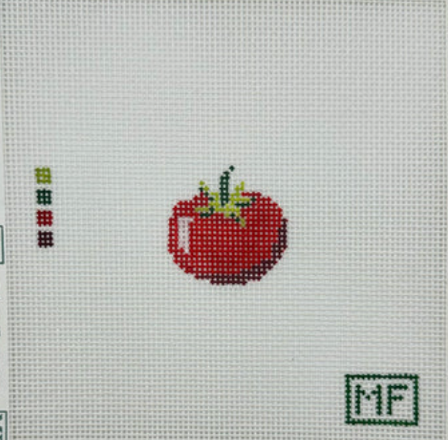 meg francez tomato mini bag charm needlepoint canvas