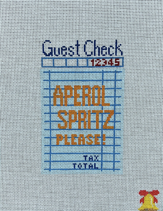mopsey Guest Check Aperol Spritz needlepoint canvas