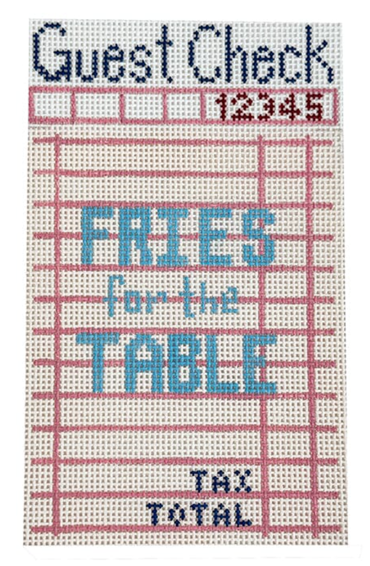 mopsey Guest Check Fries for the Table needlepoint canvas