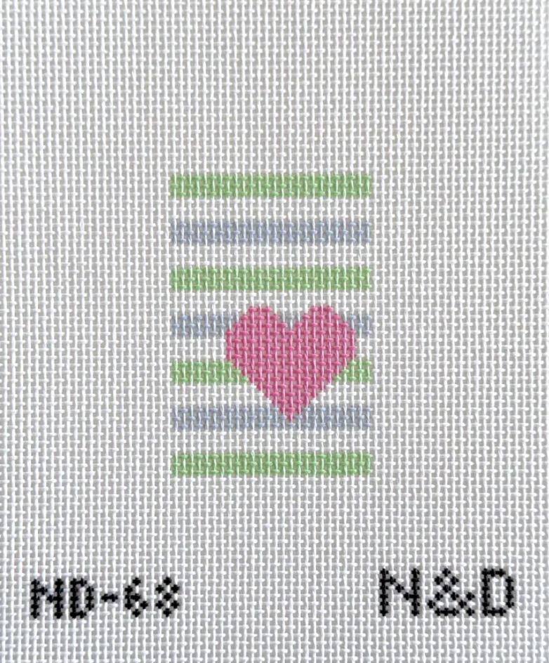 nash and daughters Heart and Stripes Luggage Tag needlepoint BEGINNER'S KIT