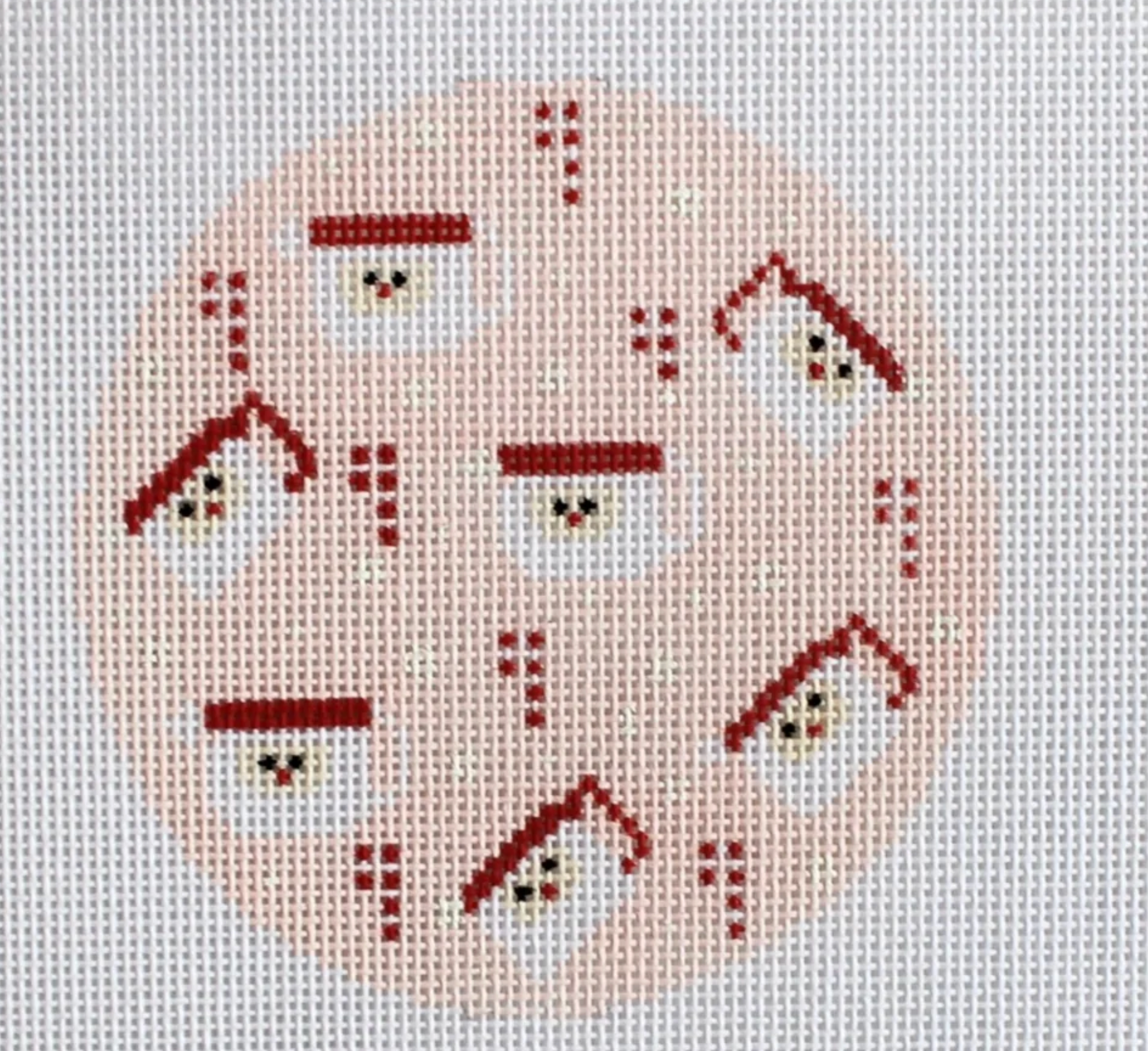 nash and daughters Pink Santa Mug Round Ornament needlepoint canvas