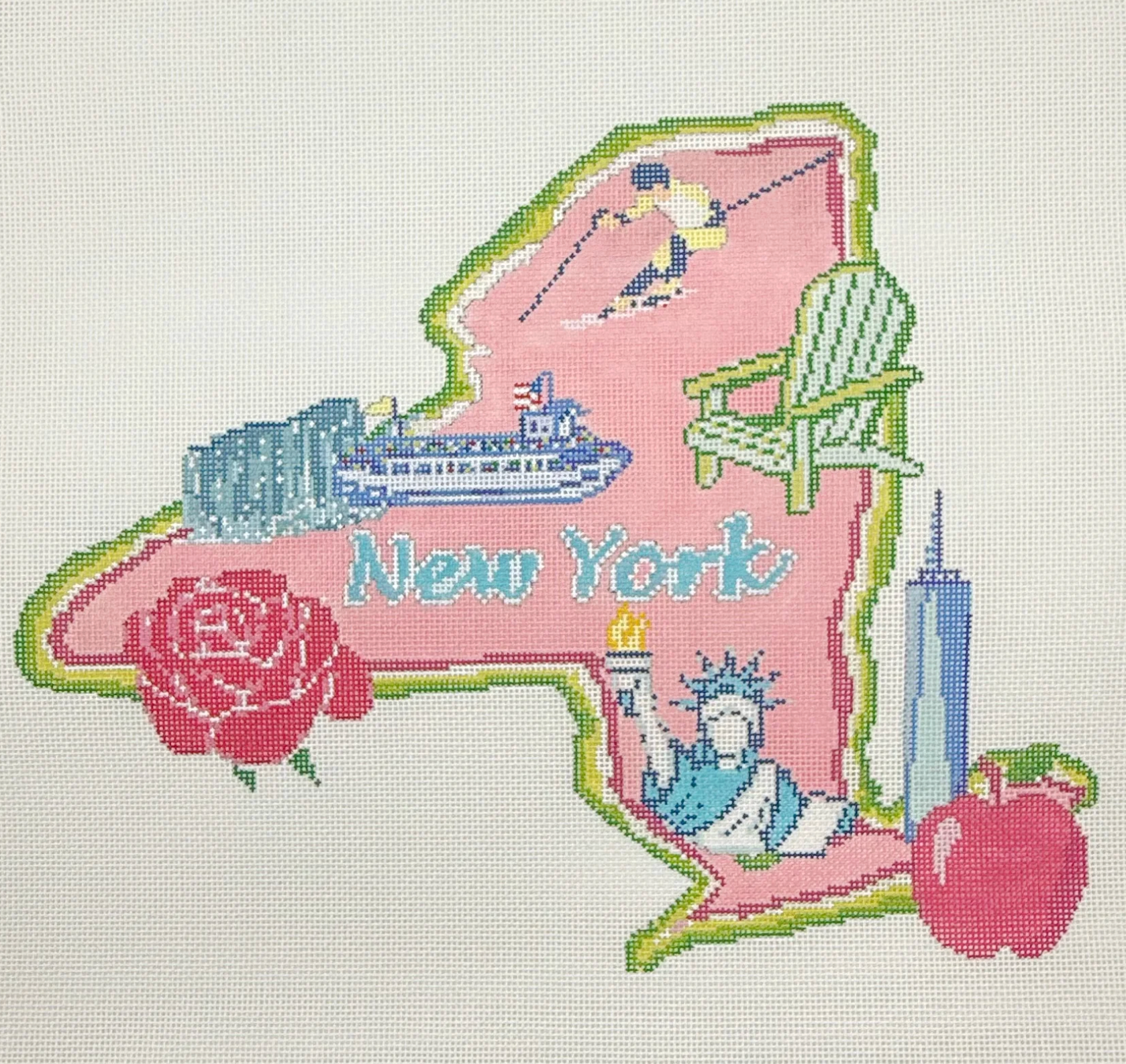 needlepoint by laura pink State of New York 13 MESH needlepoint canvas