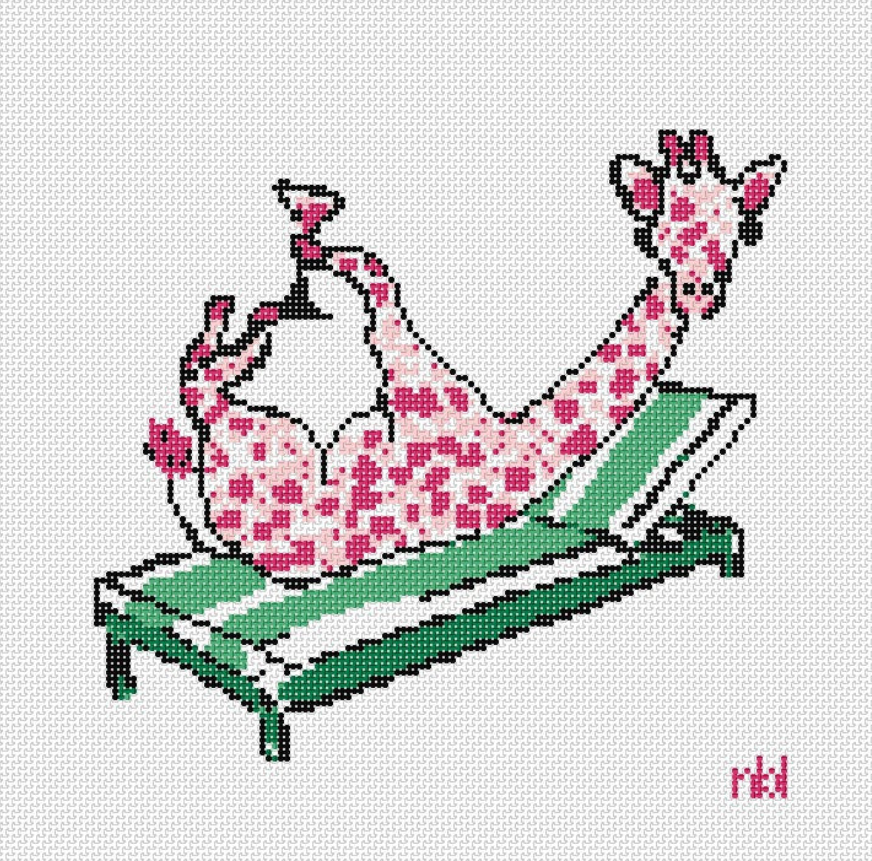 needlepoint by laura Vacation Giraffe needlepoint canvas