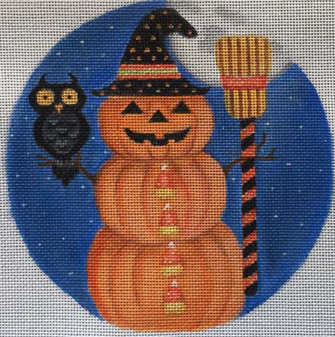 nenah stone mr pumpkin round needlepoint canvas