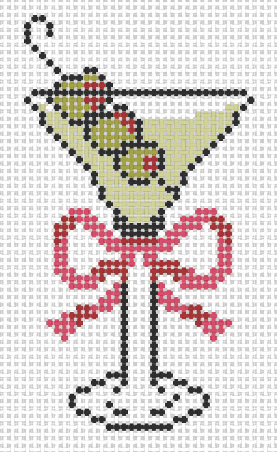 officially needlepoint Dirty Martini with Red Bow needlepoint canvas