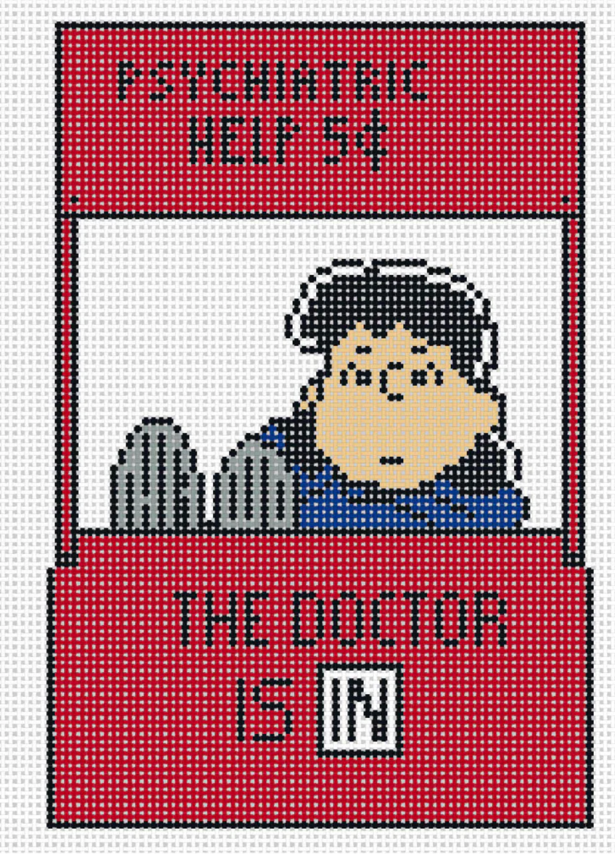 officially needlepoint PEANUTS Lucy The Dr. is In needlepoint canvas