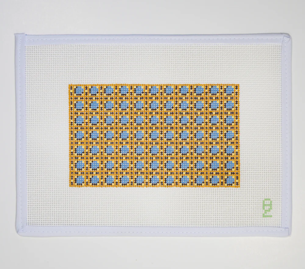 oz needle and thread Blue Cane Needlepoint Glasses Case canvas