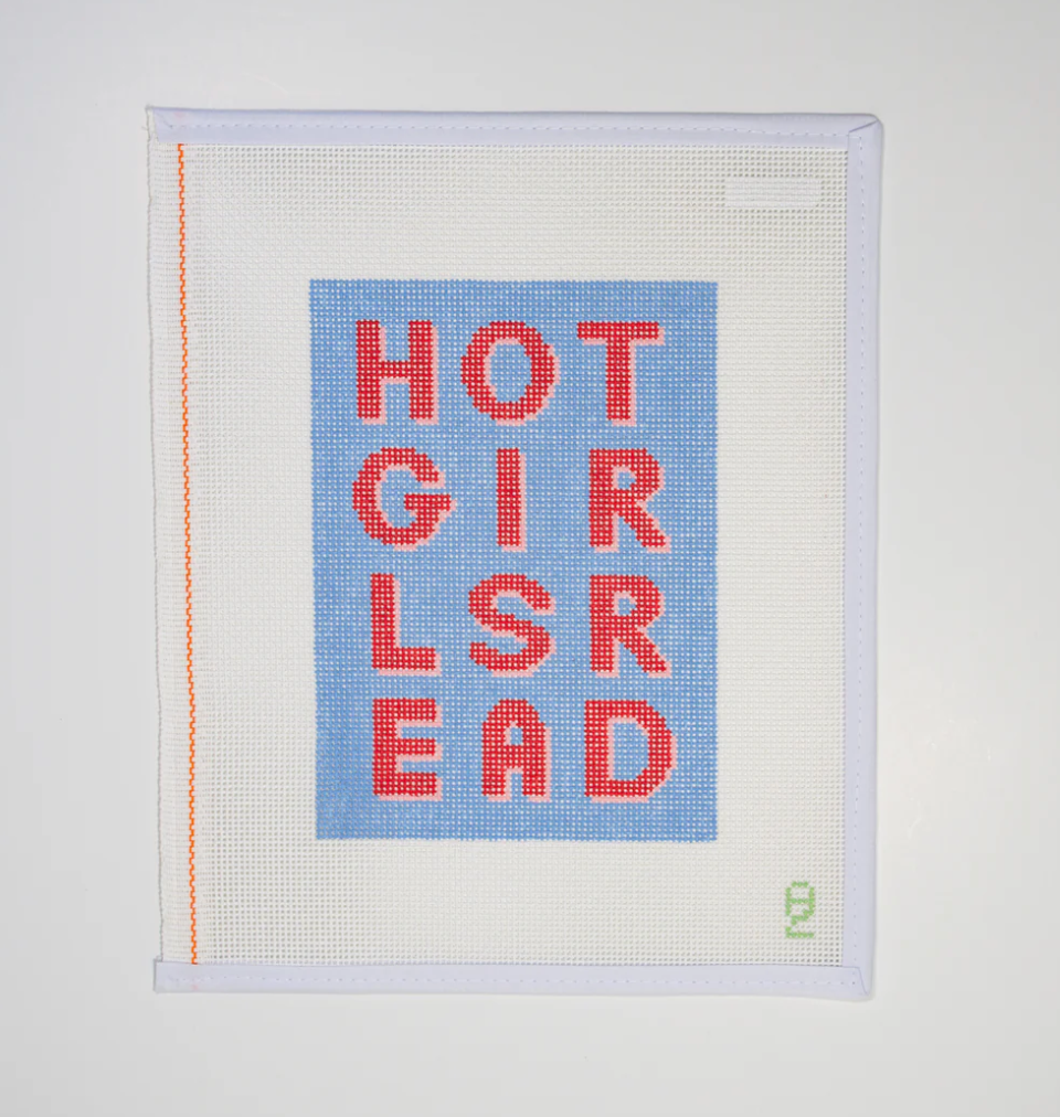 oz needle and thread Hot Girls Read Blue kindle cover or pillow needlepoint canvas