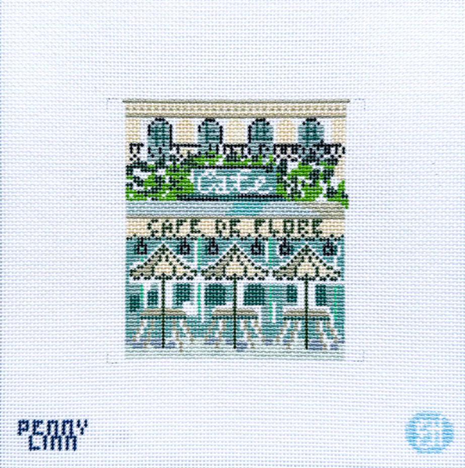 penny linn Cafe de Flore Paris needlepoint canvas