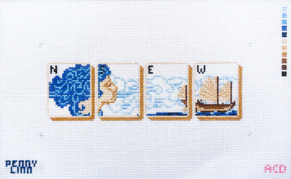 penny linn ac designs Mahjong Tile Set Winds needlepoint canvas