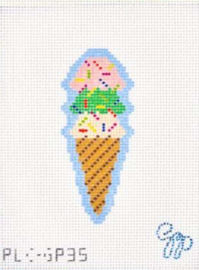 penny linn Three Scoops Ice Cream Cone needlepoint canvas