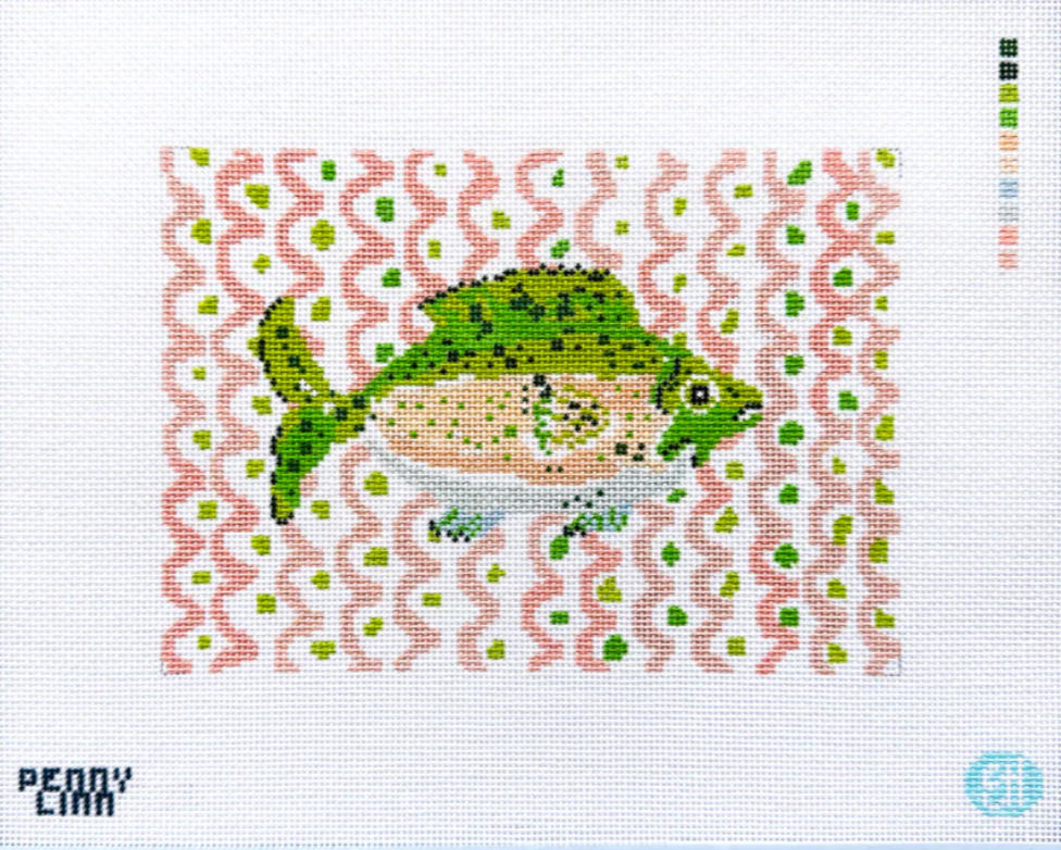 penny linn Pink Waves Fish needlepoint canvas