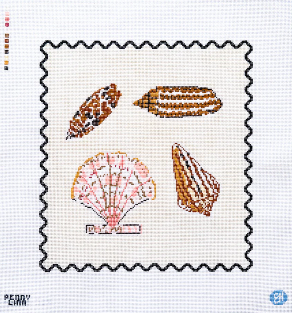 penny linn evelyn henson pink shells needlepoint canvas