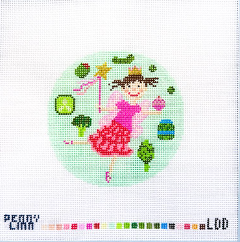 penny linn pinkalicious round ornament needlepoint canvas