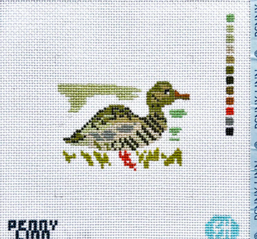 penny linn right facing brown needlepoint canvas
