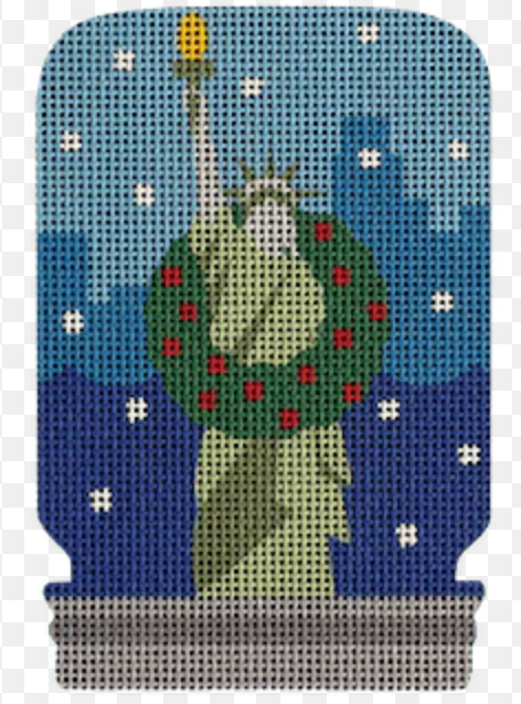 pepperberry Lady Liberty decorated for christmas needlepoint canvas