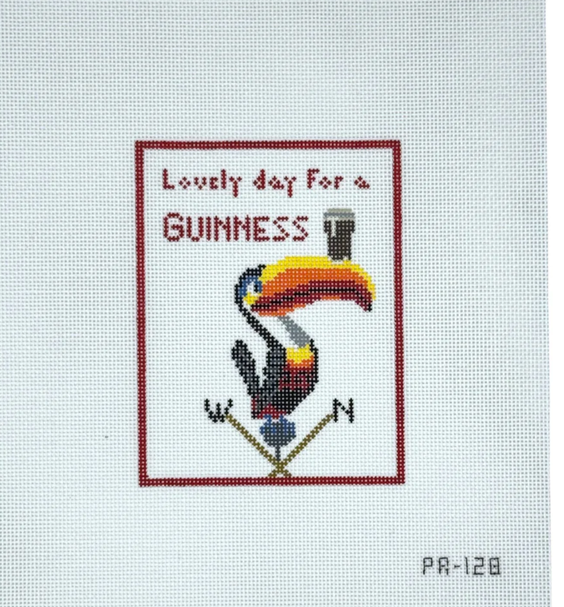 pip and roo Toucan with Guinness needlepoint canvas