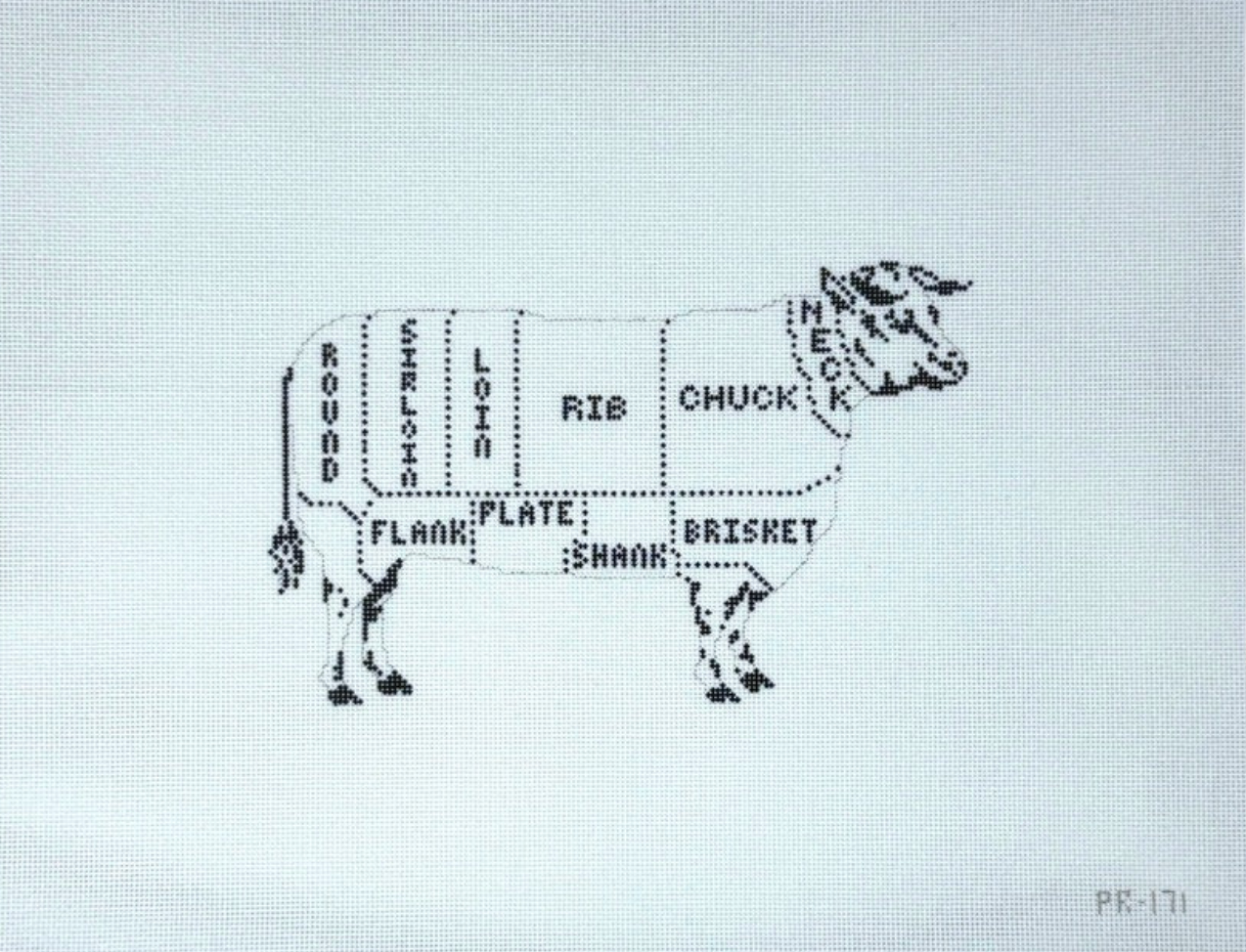 pip and roo Vintage Butcher Sign needlepoint canvas
