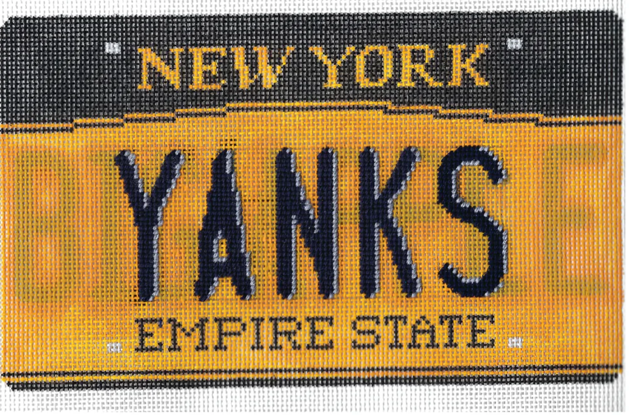 pip and roo Yanks New York License Plate needlepoint Canvas