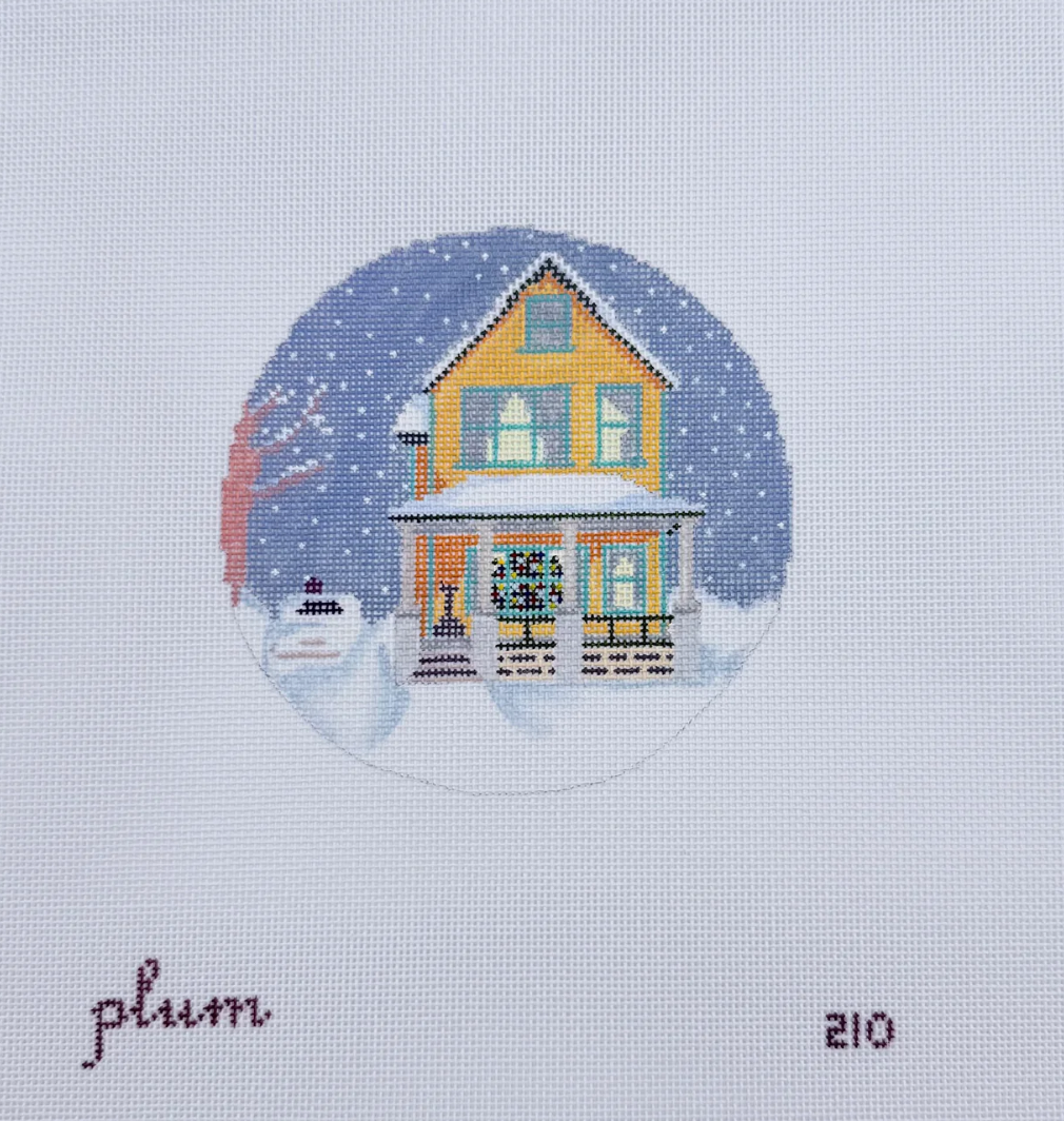 plum stitchery A Christmas Story House round ornament needlepoint canvas