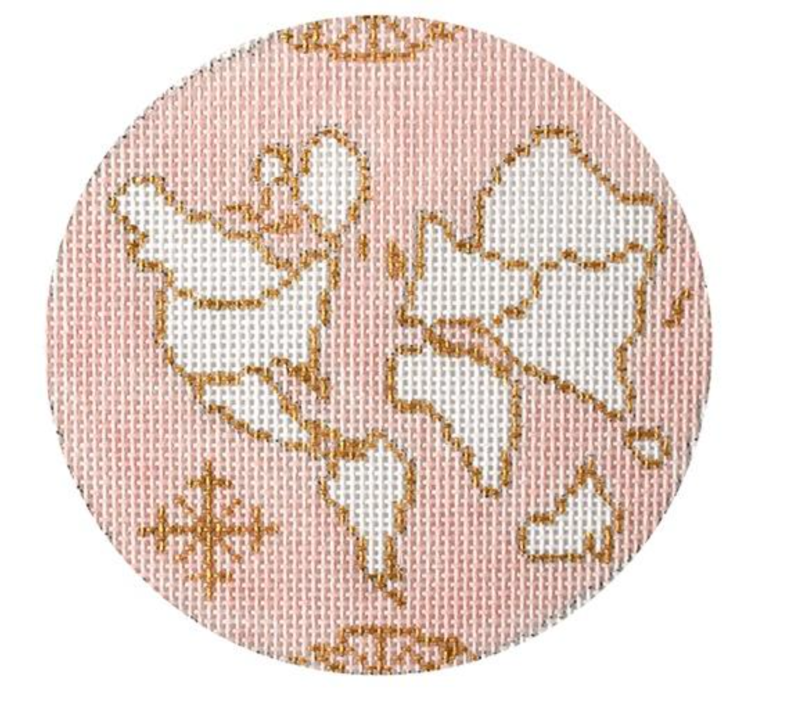 plum stitchery Pink Atlas Round Ornament needlepoint canvas