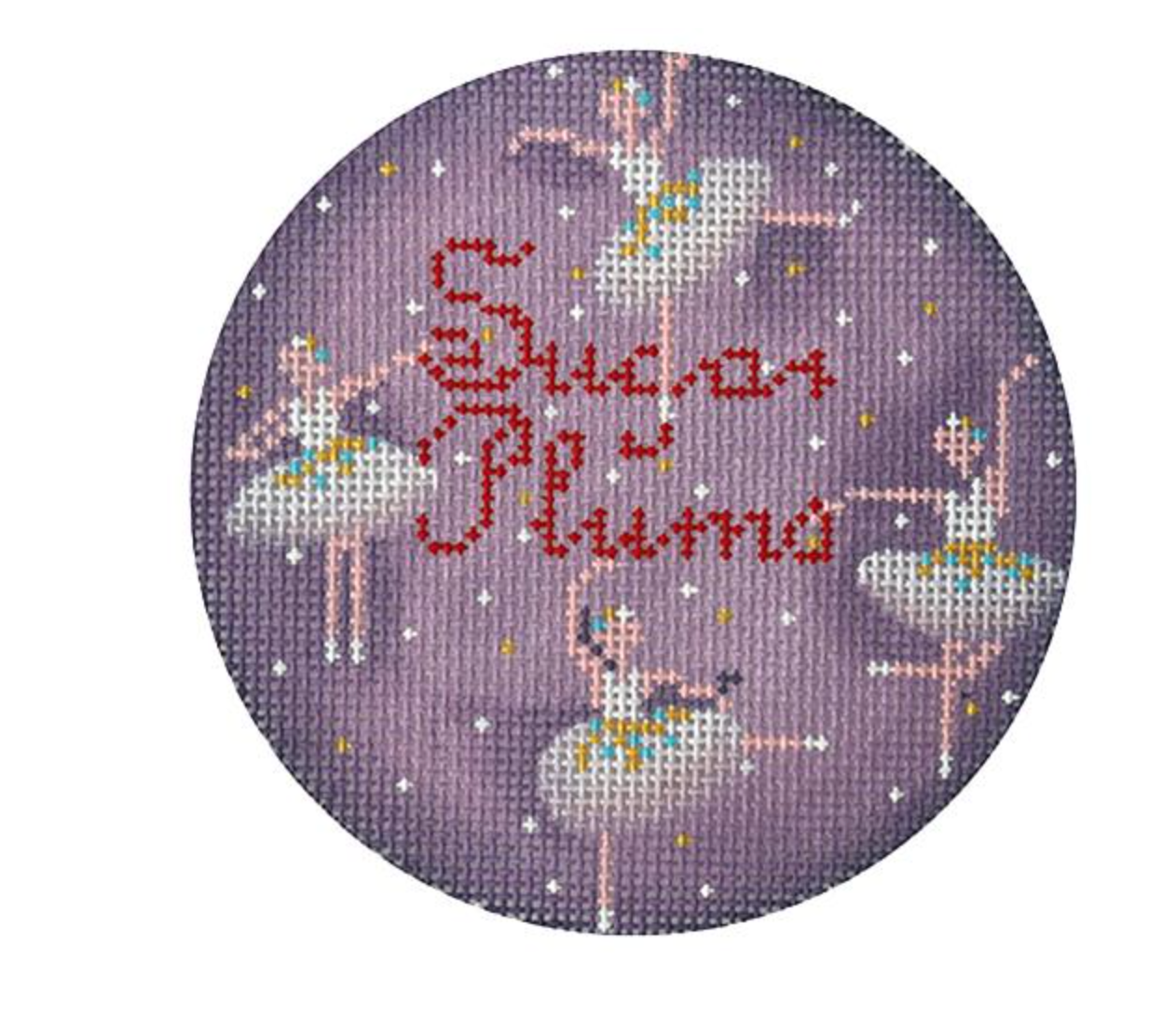 plum stitchery sugar plums round ornament needlepoint canvas