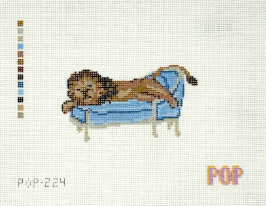 pop needlearts Chaise Lounge Lion needlepoint canvas