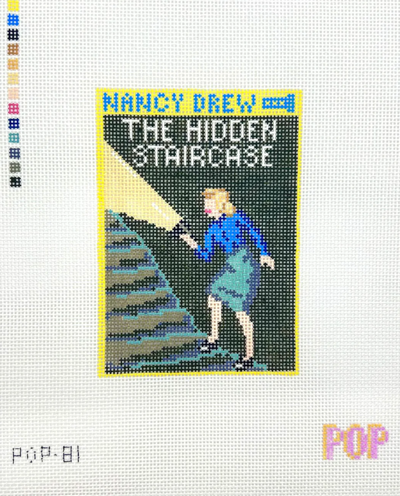 pop needlearts Nancy Drew Hidden Staircase 18 mesh needlepoint canvas