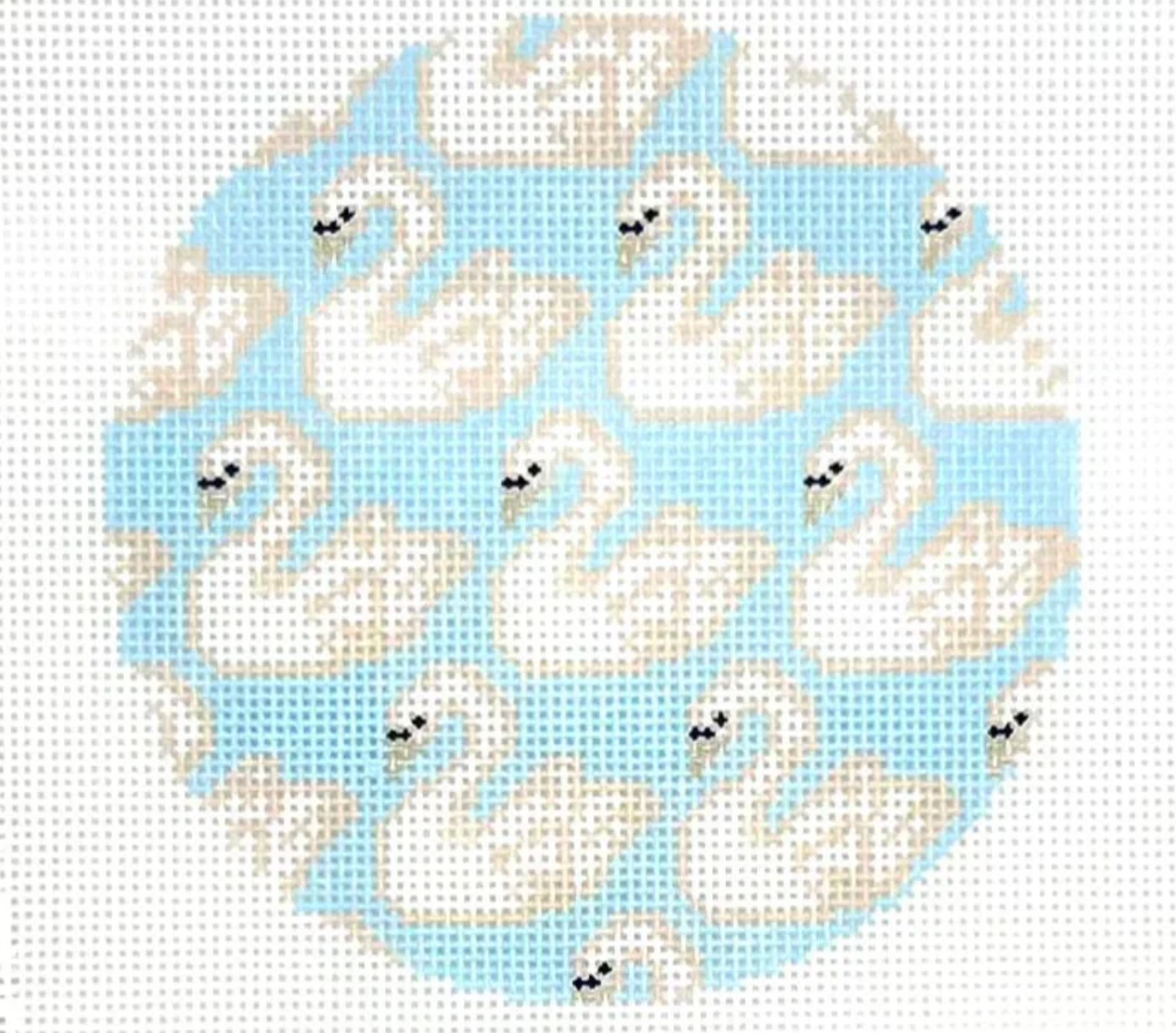 pop needlearts Swan Pattern Round needlepoint canvas