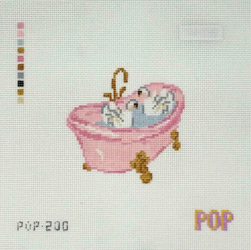pop needlearts Swans in Bath needlepoint canvas