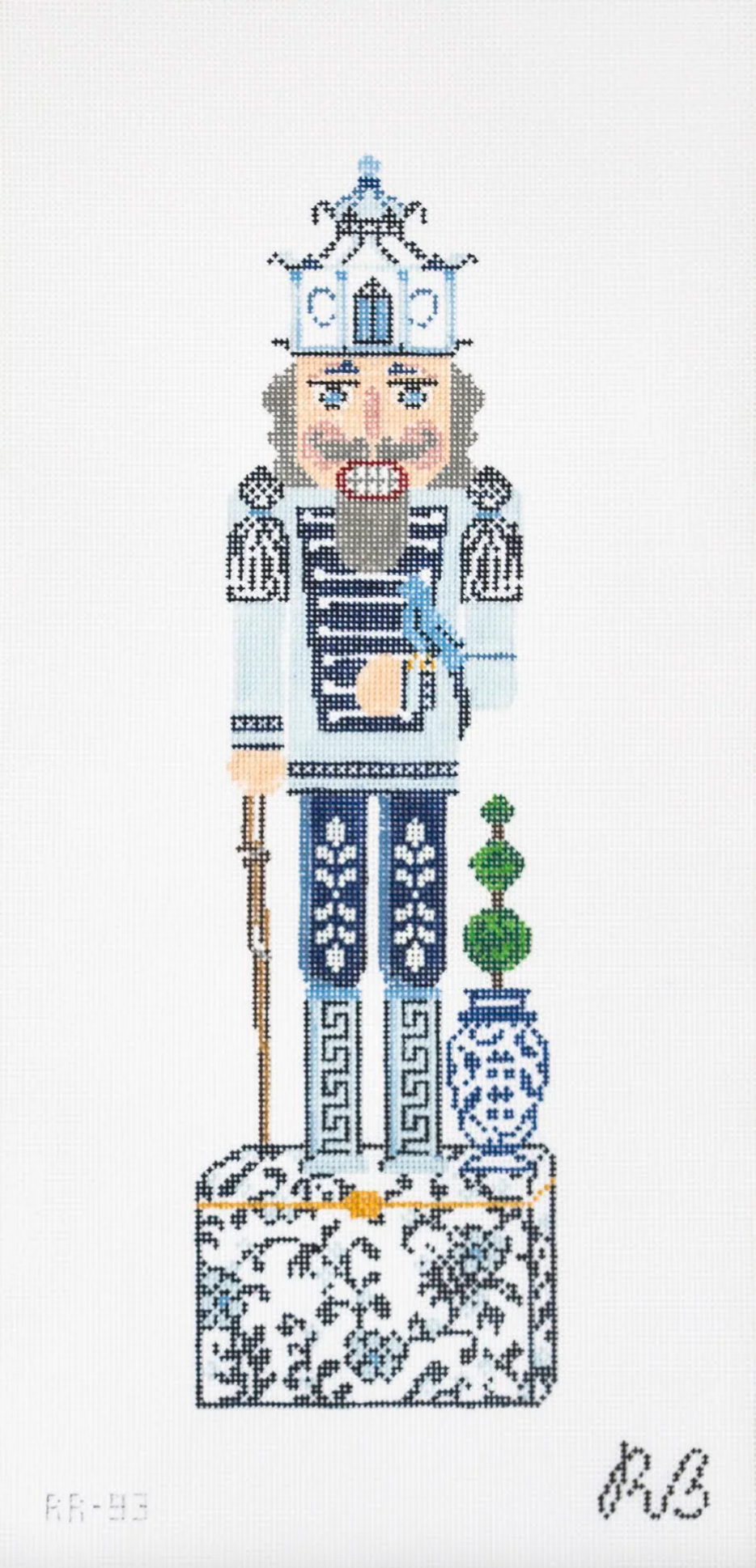 rachel barri Chinoiserie Cracker blue and white nutcracker