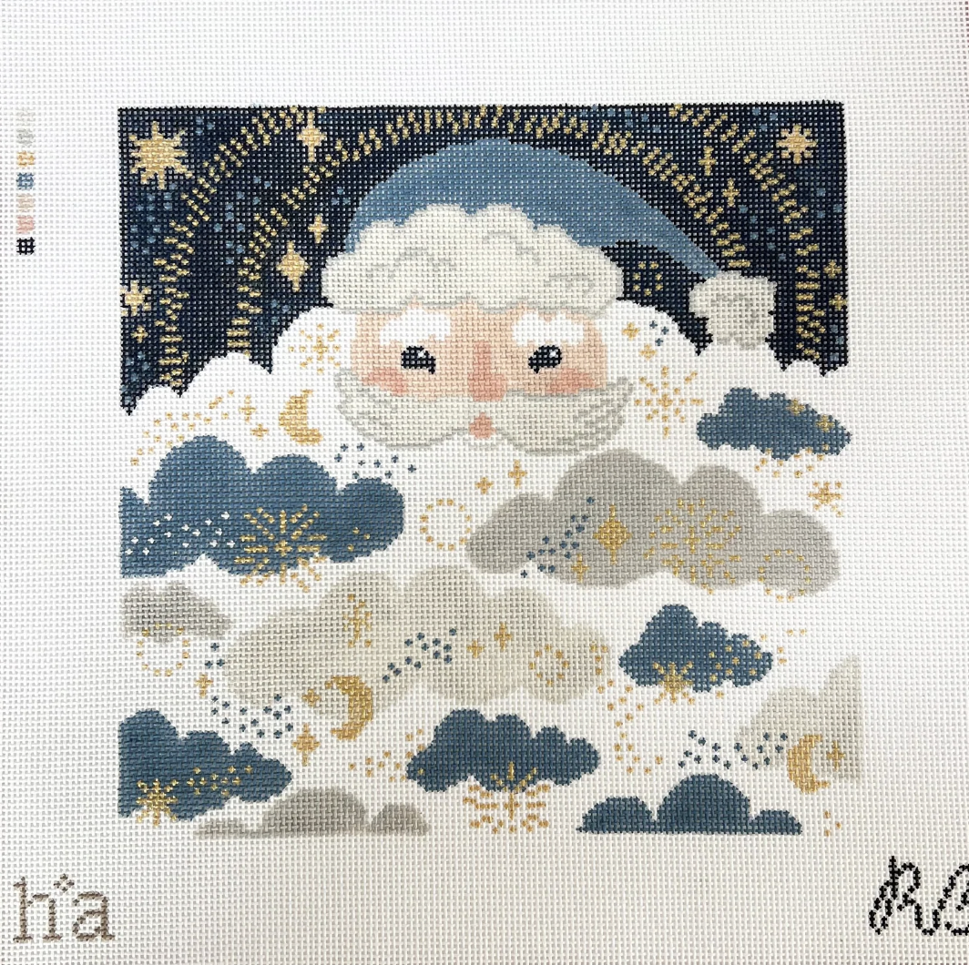 rachel barri Santa Cloud Beard needlepoint canvas