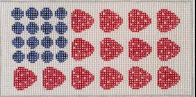 rachel donley Berry Flag Cake insert needlepoint canvas